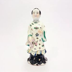 Vintage Large 12" Asian Women Porcelain Hand Painted Figurine Chinoisere